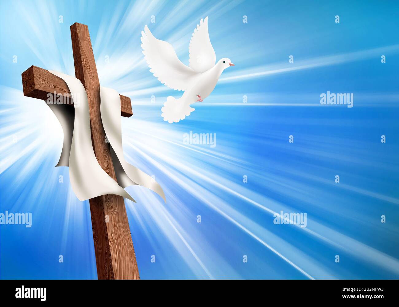 Concepto crucifixión y resurrección. Ilustración de la cruz cristiana