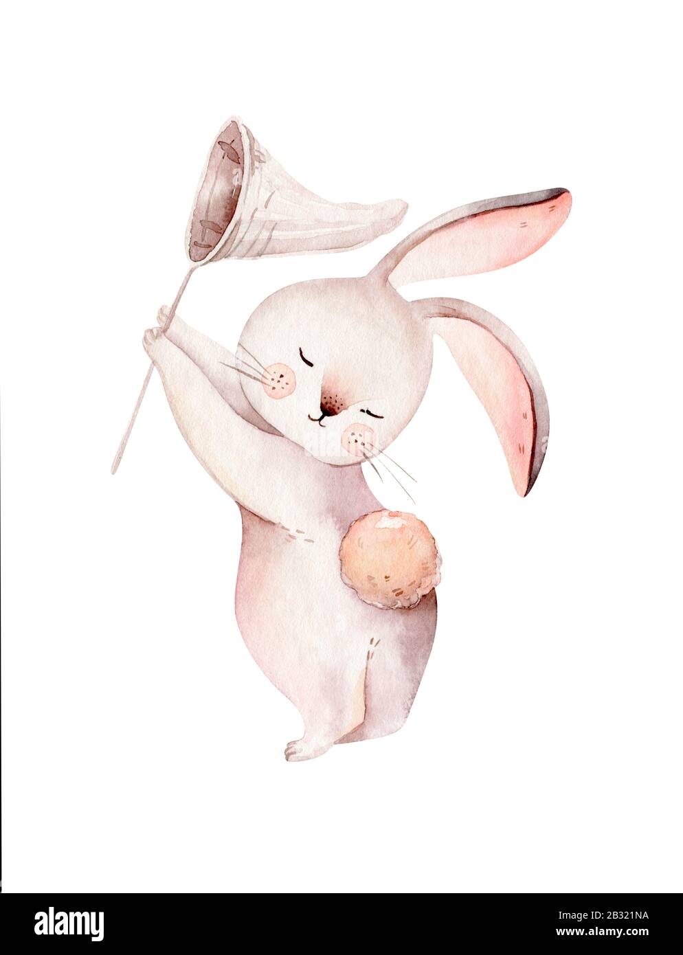 Juego de pascua con diseño de conejitos de bebé. Ilustración de niños  conejitos de conejo aislada sobre blanco. Dibujo a mano Cartoon de Pascua  bosque de liebre animal b Fotografía de stock -