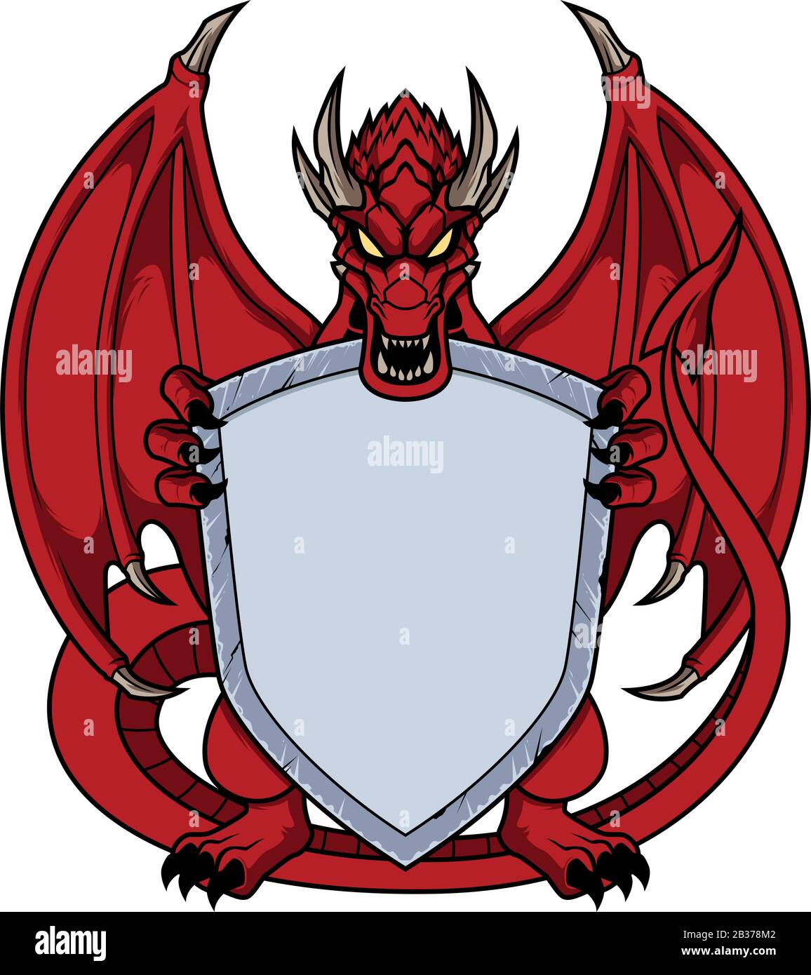 Escudo De Sujeción De Dragones Imagen Vector de stock - Alamy