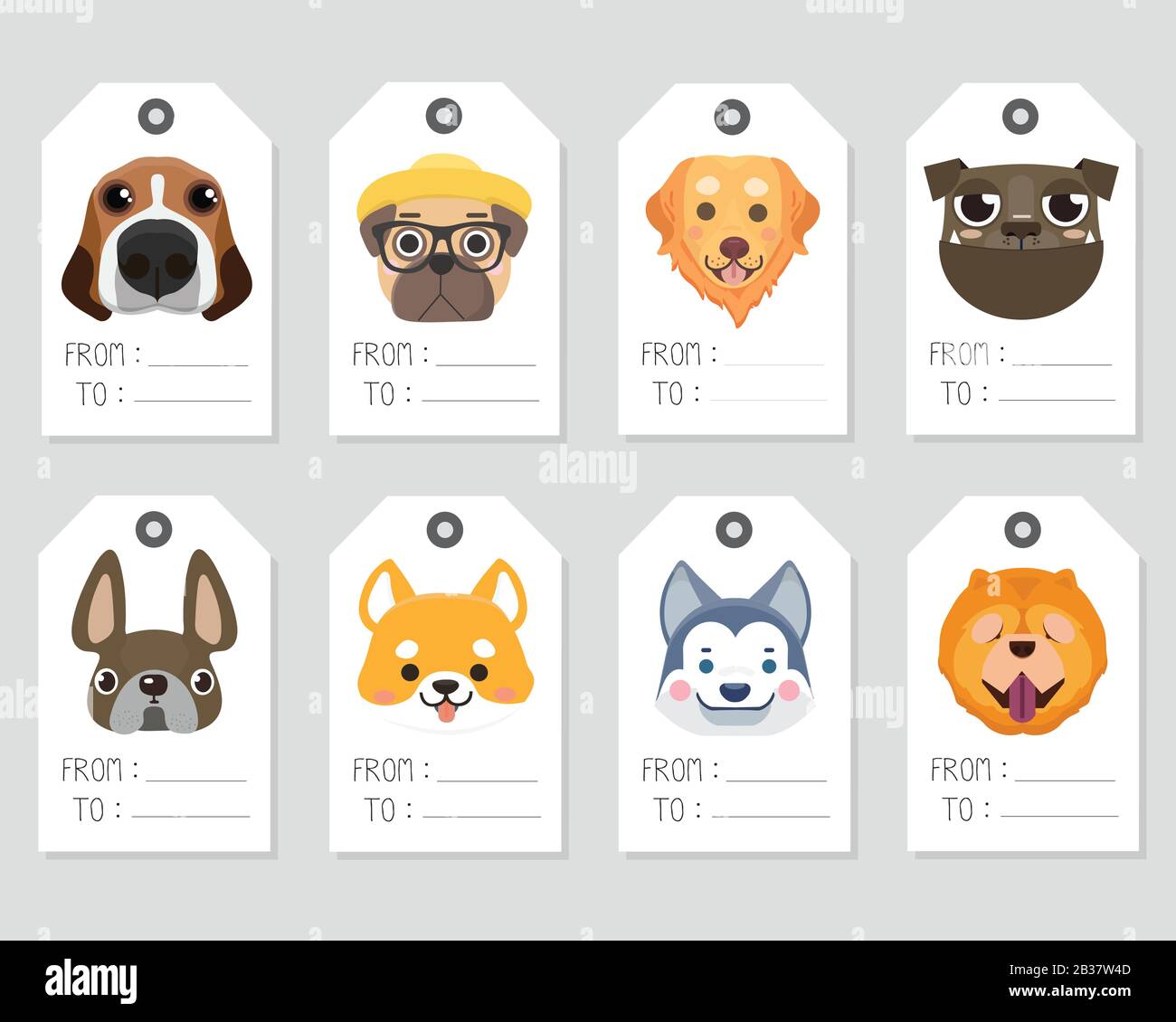 Etiquetas de regalo con bonitos animales de dibujos animados Imagen Vector  de stock - Alamy