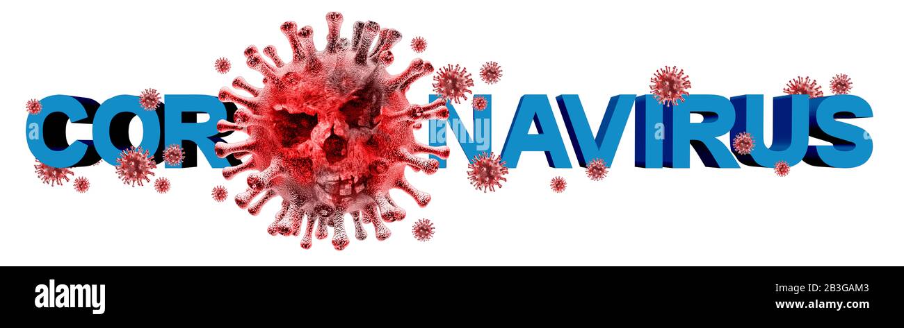 Símbolo de peligro de coronavirus y riesgo para la salud pública enfermedad y brote de gripe o coronavirus influenza como peligroso caso de cepa viral como pandemia. Foto de stock