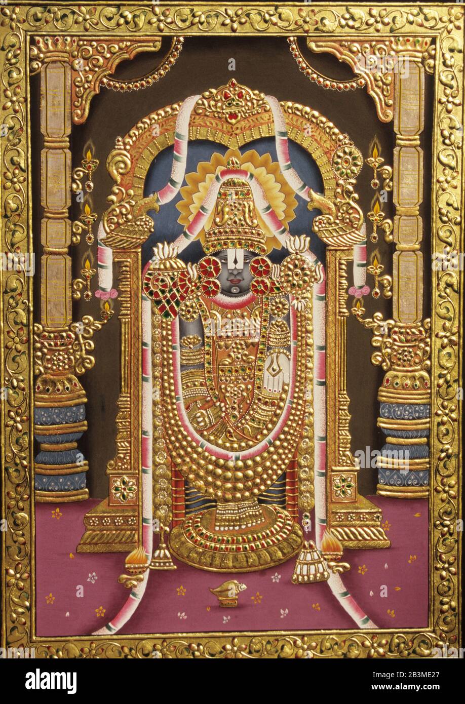 Tirupati balaji oro en relieve India, Asia Foto de stock