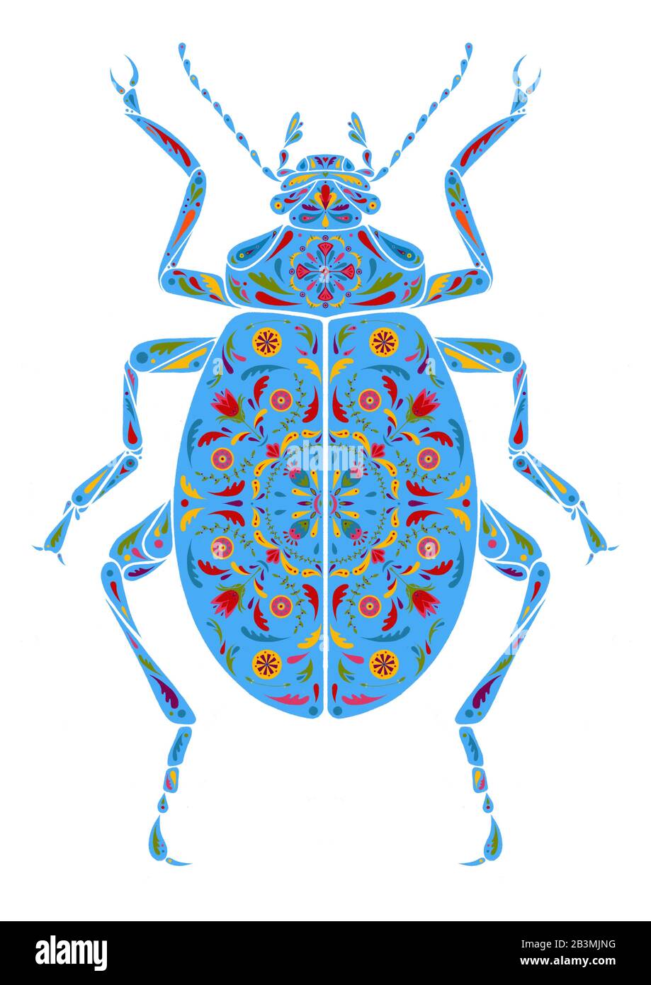 Una ilustración, un gráfico con el escarabajo azul aislado sobre un fondo  blanco. Escarabajo ornamental, ornately decorado Fotografía de stock - Alamy