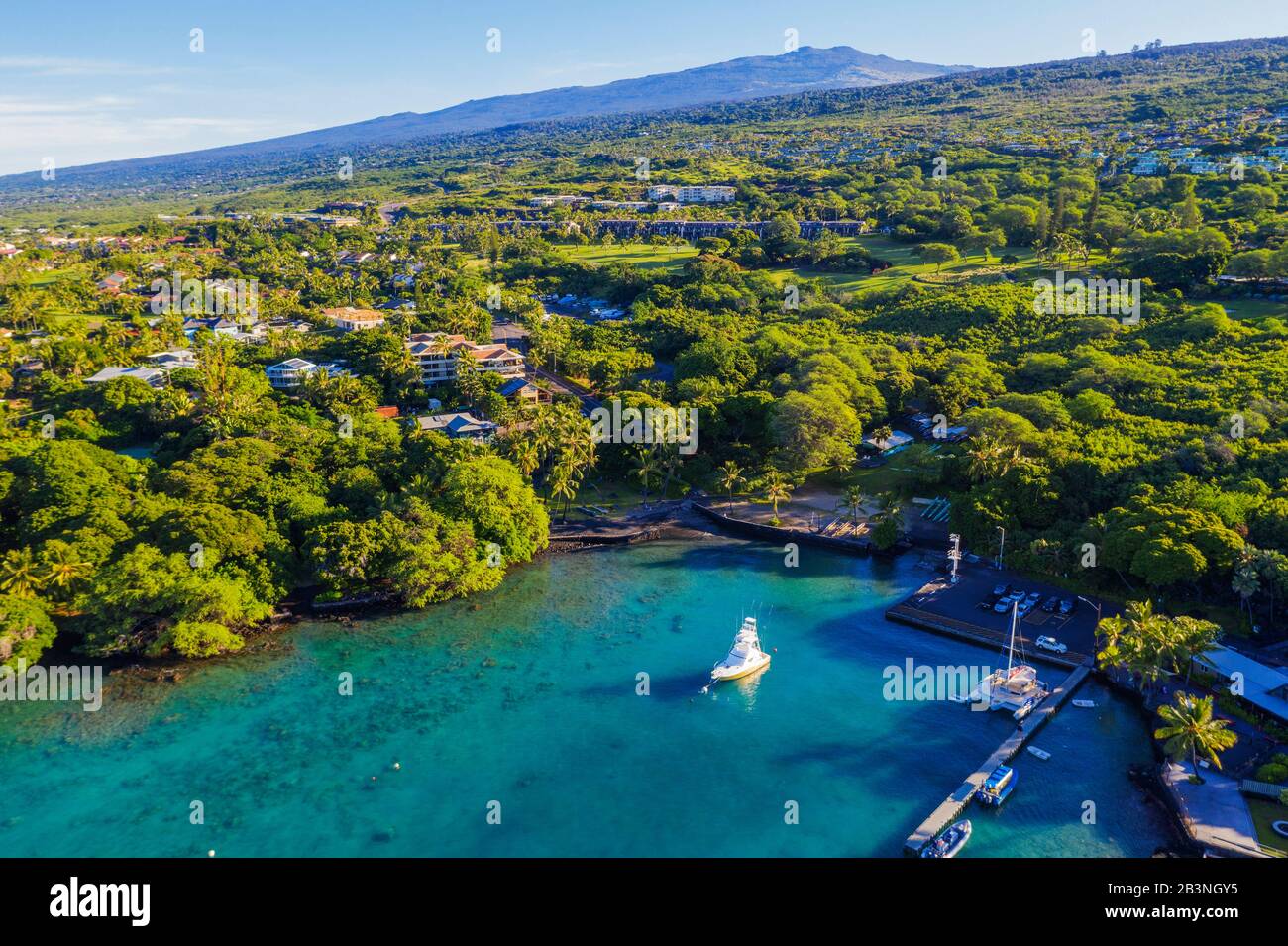 Vista Aérea De Pauoa Bay, Big Island, Hawaii, Estados Unidos De América, América Del Norte Foto de stock