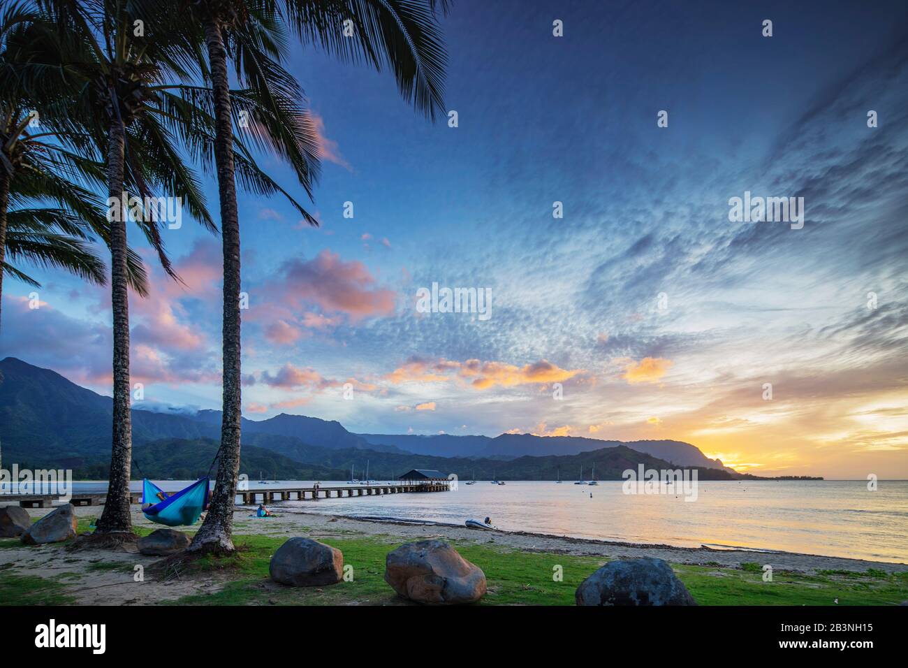 Hanalei Bay, Kauai Island, Hawaii, Estados Unidos De América, América Del Norte Foto de stock