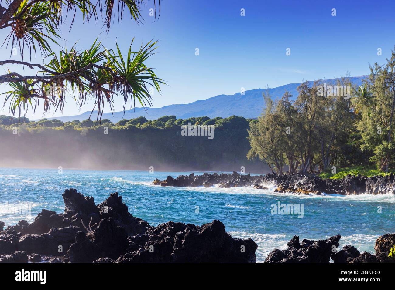 Paisaje costero en el camino a Hana, Isla Maui, Hawai, Estados Unidos de América, América del Norte Foto de stock