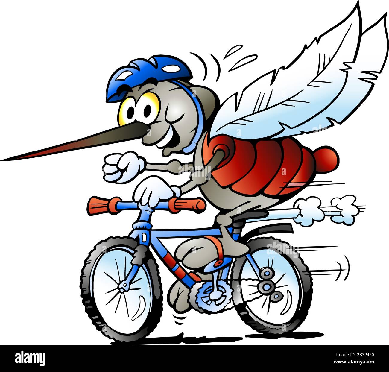 Vector Cartoon ilustración de un mosquito feliz en una bicicleta Imagen  Vector de stock - Alamy