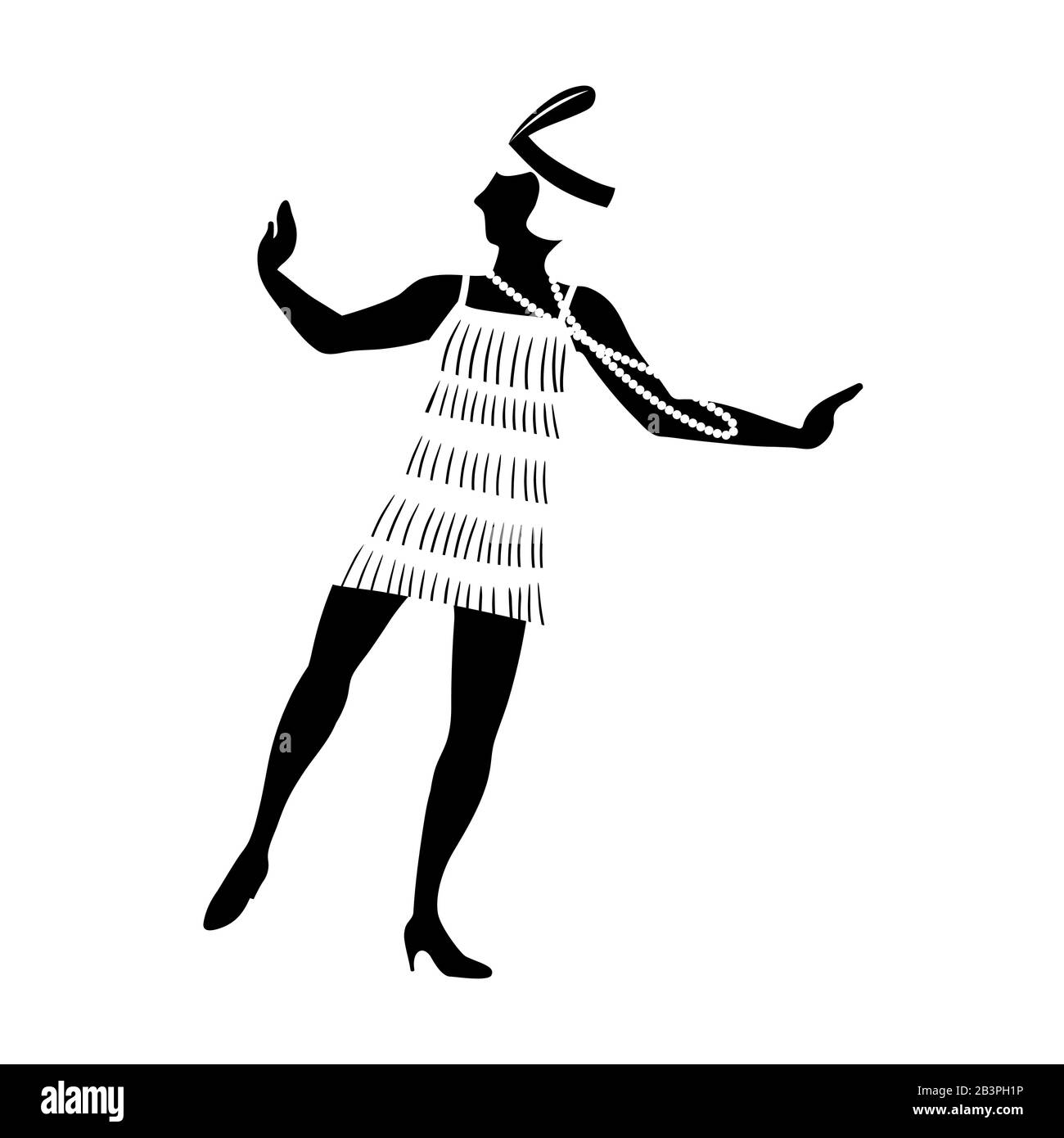 Rendición arena embargo Mujer bailando charleston. Silueta de chica. estilo 1920. Ilustración de  vector plano Imagen Vector de stock - Alamy