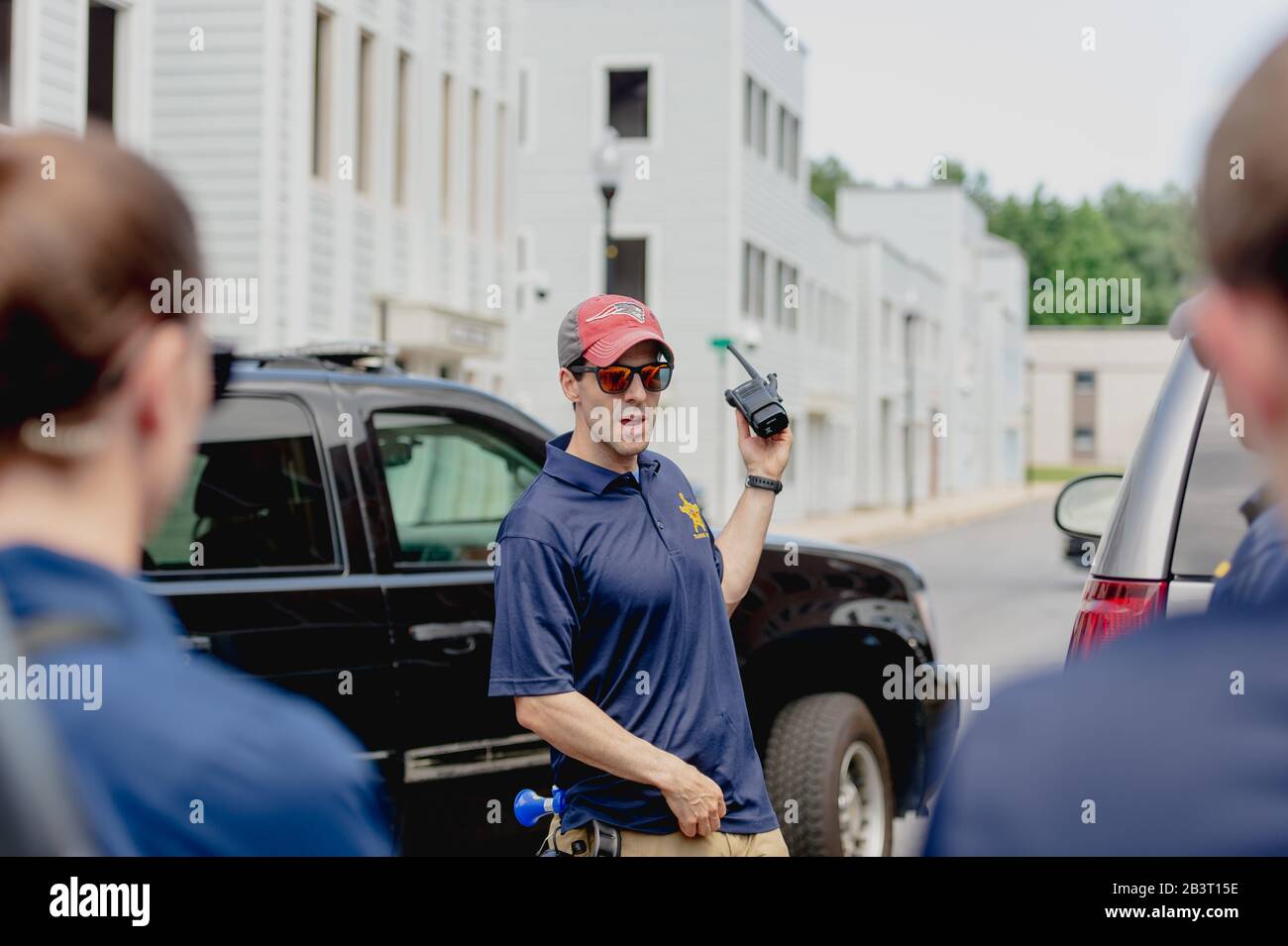 8/9/19 11:40:33 AM -- Beltsville, MD, U.S.A -- SecretService2020: Washington-el Servicio Secreto de EE.UU. Ha estado transportando equipos de agentes a su centro de entrenamiento suburbano de Washington en las últimas semanas en preparación para lo que promete ser la temporada de campaña más exigente y costosa de la agencia todavía. Los funcionarios están apuntalando el aumento de los llamados a la protección a tiempo completo de los candidatos, ya que un campo abarrotado de los desesperado demócratas ya ha llegado al camino. Los preparativos se hicieron más urgentes en los últimos meses después de que la agencia fuera utilizada en 2016 para proporcionar protección las 24 horas del día a cuatro candidatos-H. Foto de stock