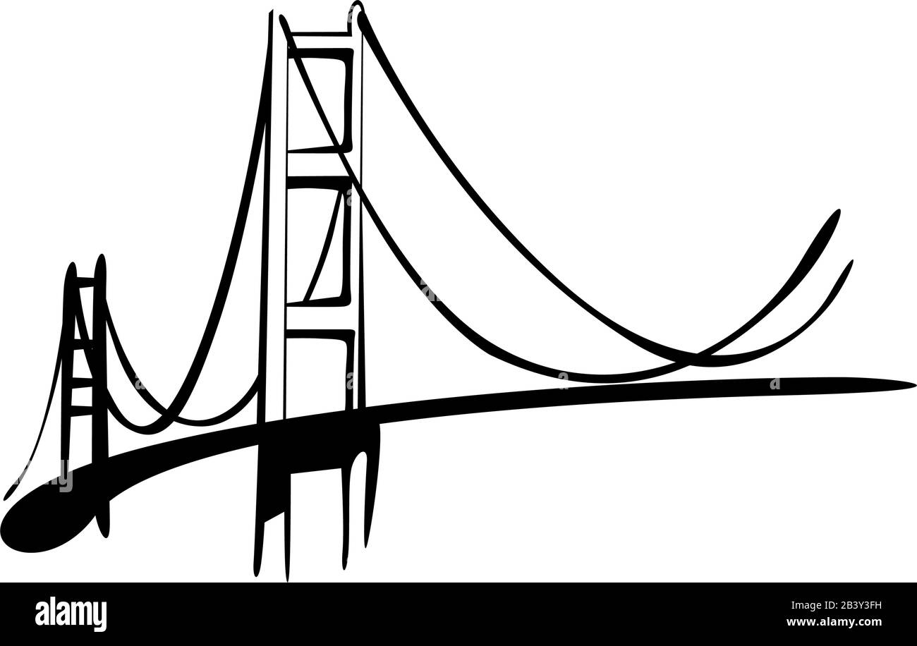 Puente colgante. Ilustración del Vector