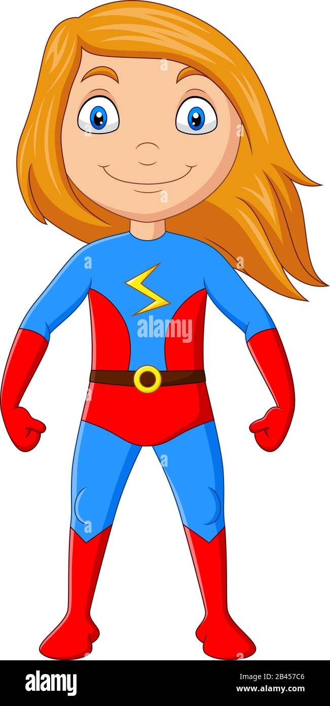 Caricatura superhéroe niña aislada sobre fondo blanco Imagen Vector de stock - Alamy Caricatura superhéroe niña aislada sobre fondo blanco Imagen Vector de stock - Alamy