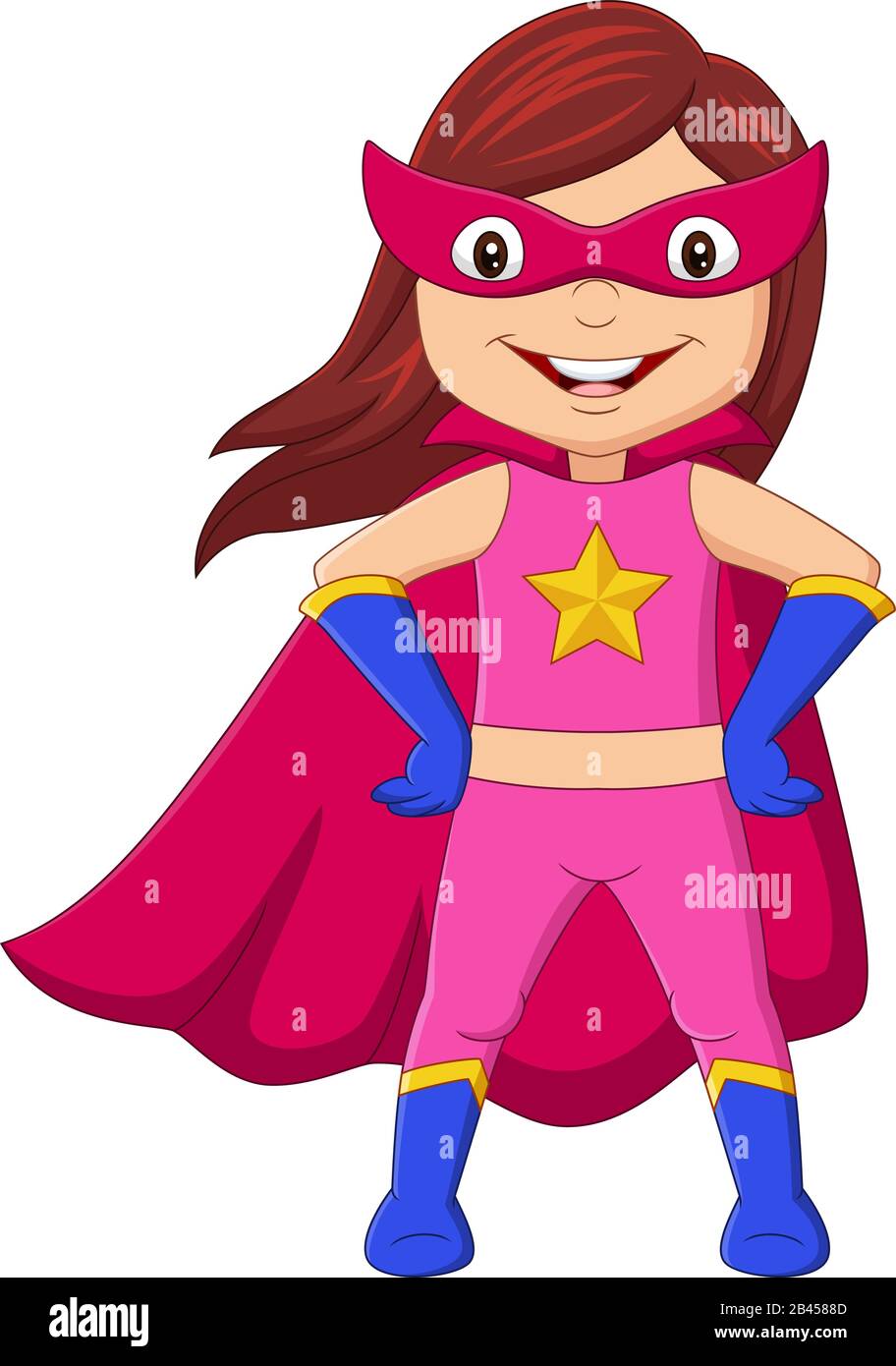 Dibujos animados feliz superhéroe niña posando Imagen Vector de stock -  Alamy