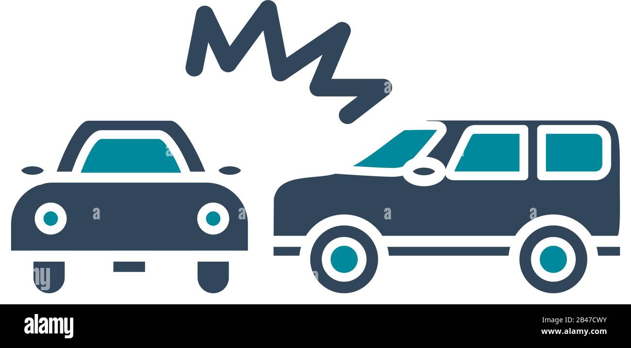 Coches choque silueta estilo icono de diseño, seguro de salud