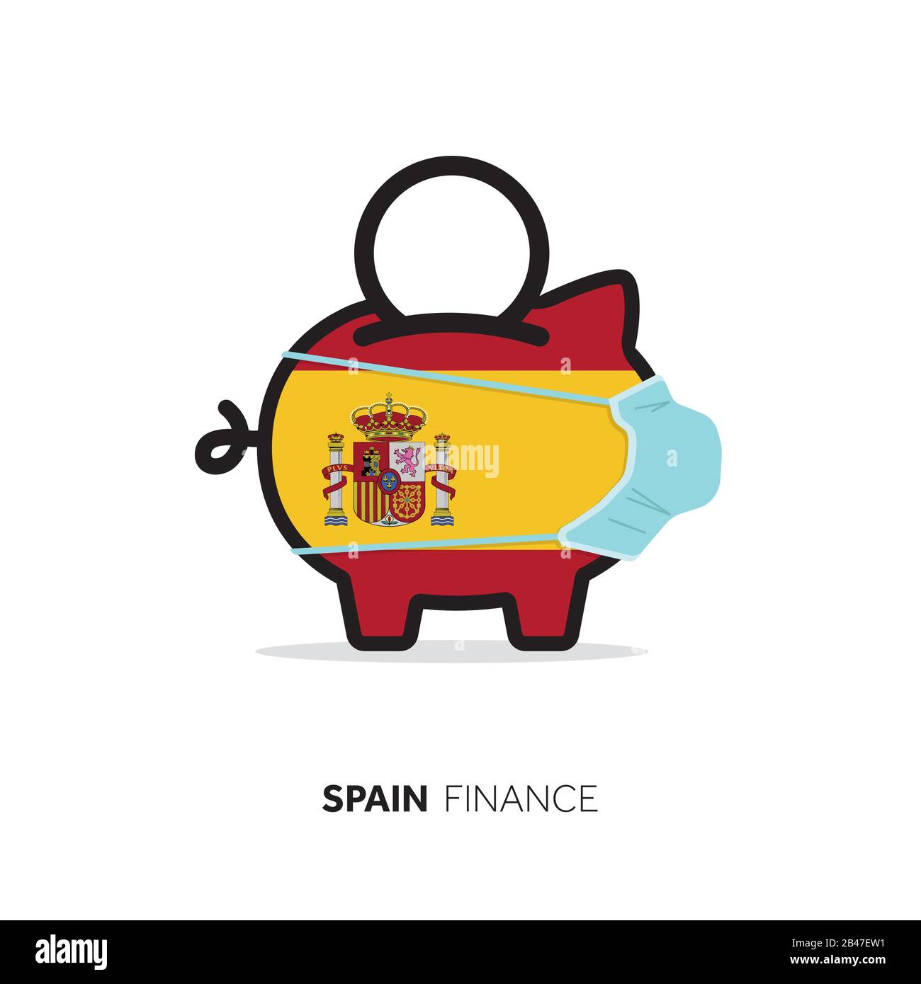 España coste sanitario. Banco piggy con mascarilla facial protectora Imagen  Vector de stock - Alamy