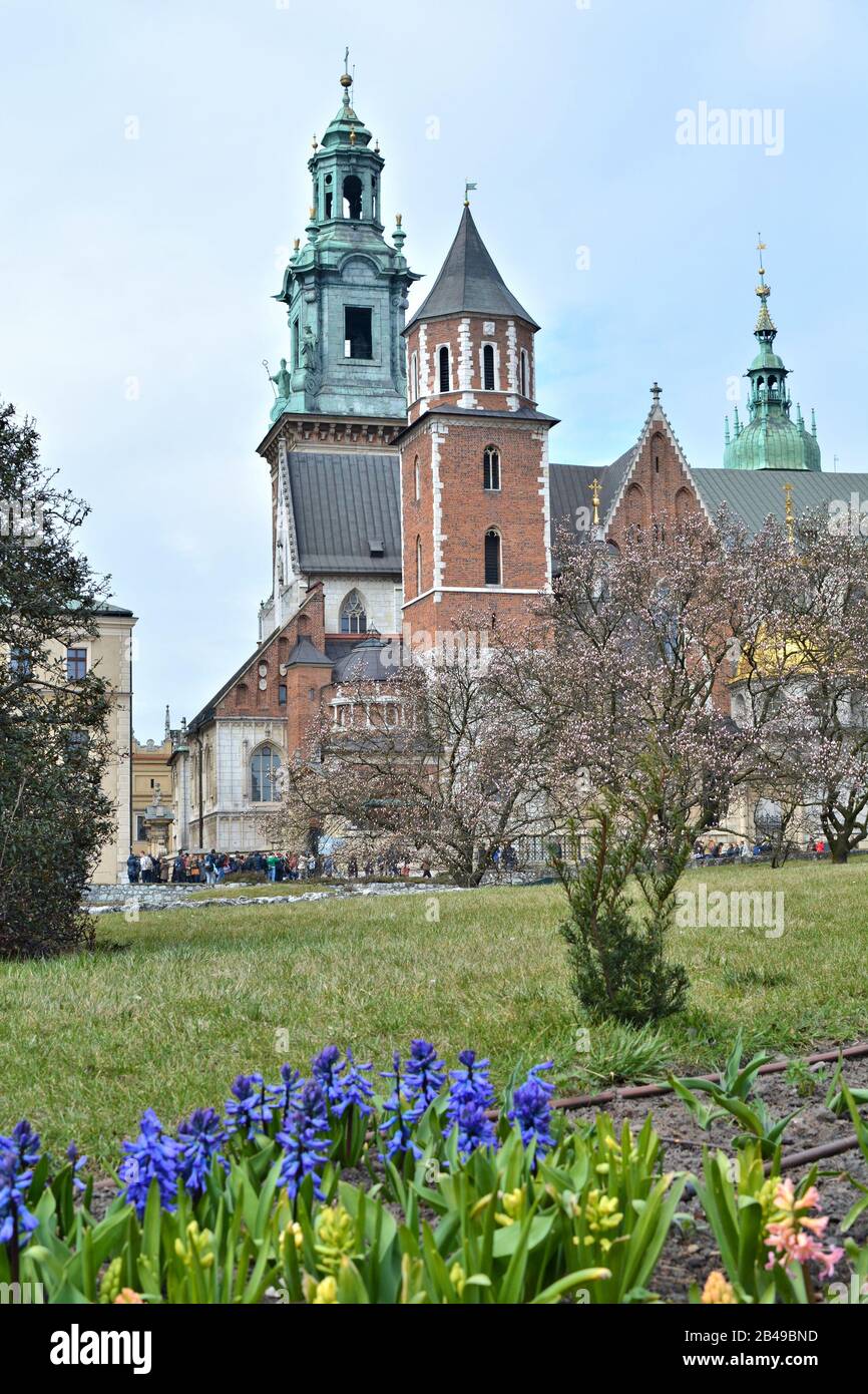 Castillo de Wawel a principios de primavera, Cracovia, Polonia Foto de stock