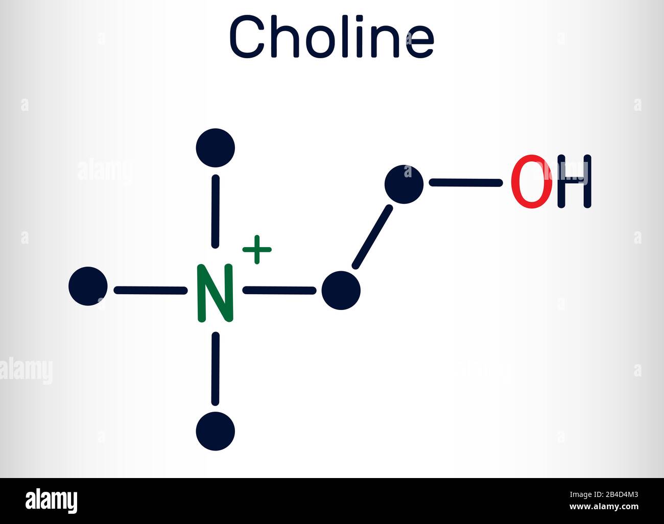 Colina, C5H14NO+.molécula nutriente esencial similar a la vitamina. Es