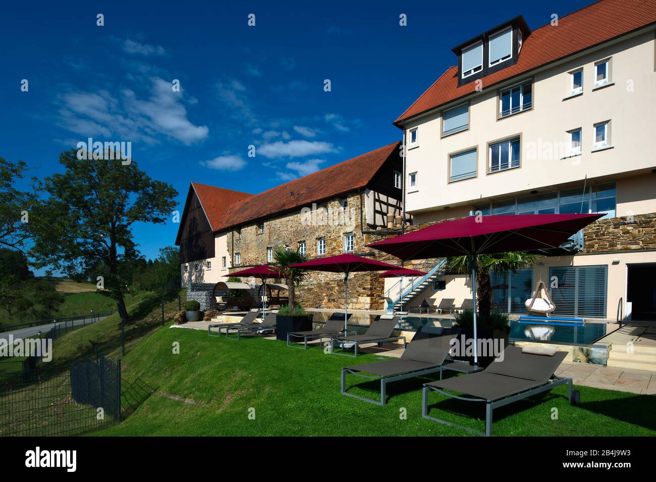 Restaurante gourmet y Burg Staufenecke de 5 estrellas, Salach, Baden-Wurttemberg, Alemania Foto de stock