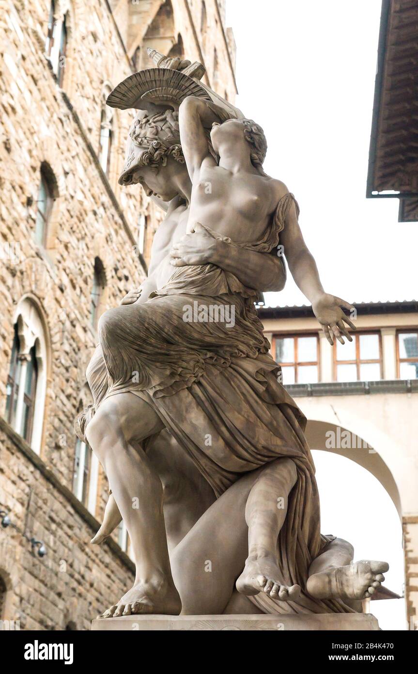 Esculturas antiguas en Piazza della Signoria en Florencia, Toscana, Italia. Foto de stock