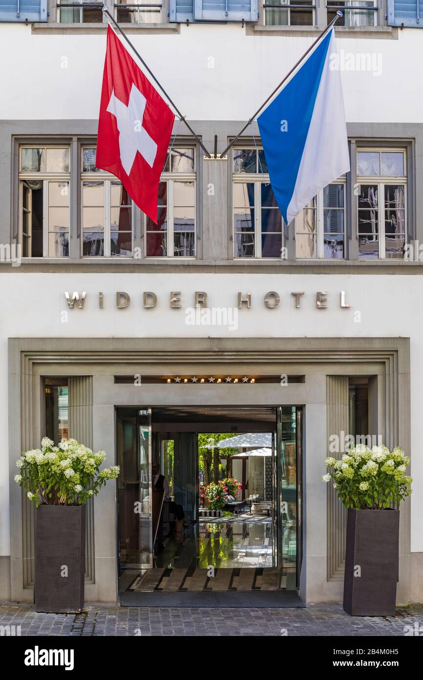 Suiza, Cantón de Zurich, Zurich, casco antiguo, restaurante Widder Hotel, hotel de 5 estrellas, hotel de lujo Foto de stock