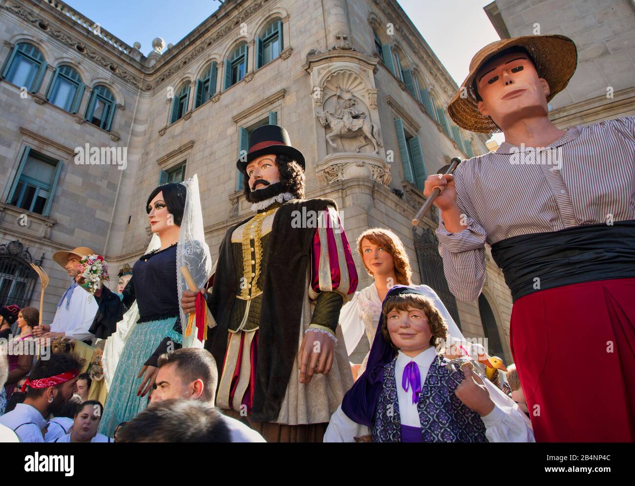 España, Cataluña, Barcelona, Fiestas De Merce, Exposición De Gigantes Foto de stock