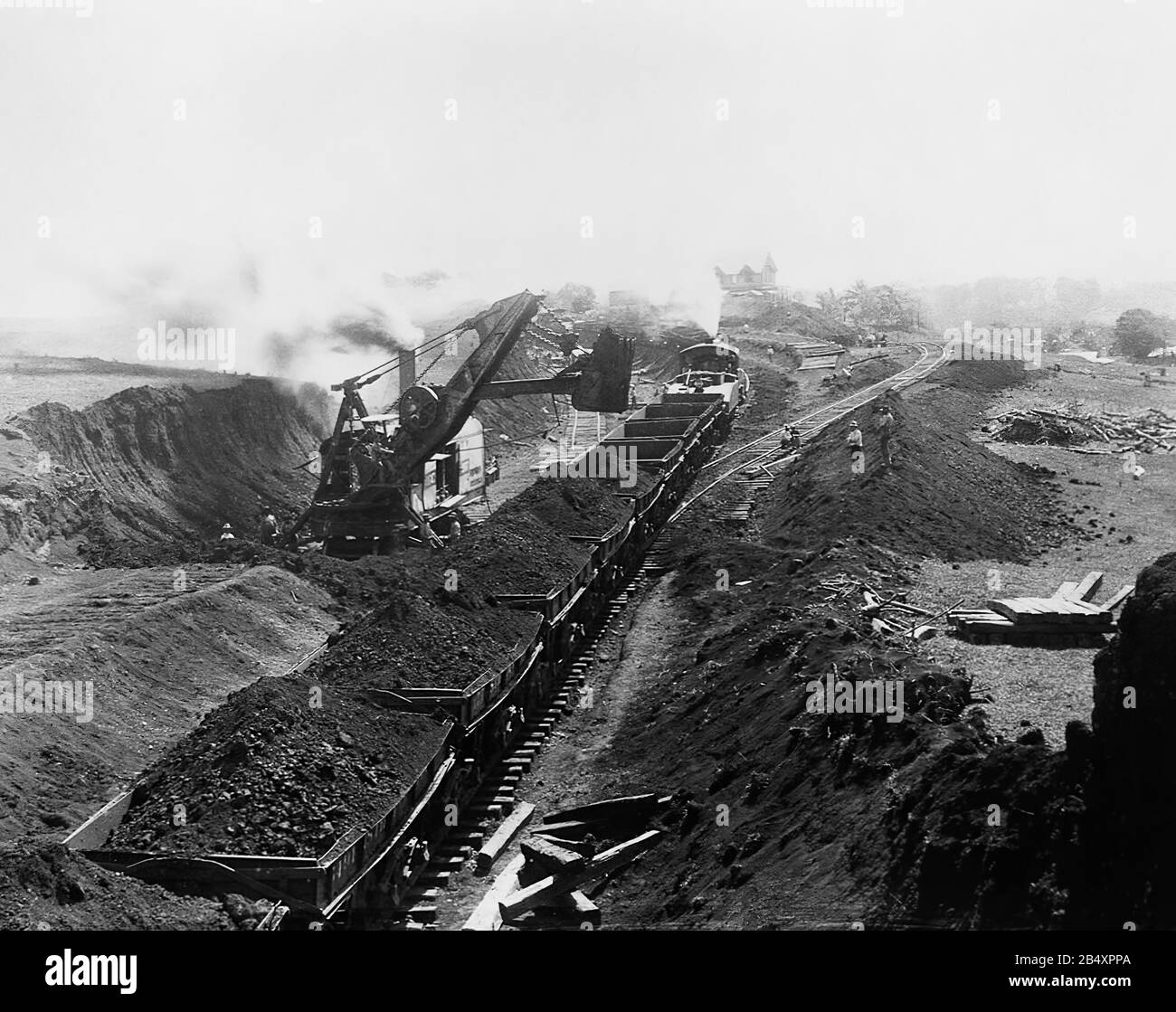 Obras de construcción del Canal de Panamá a principios del siglo XX Foto de stock