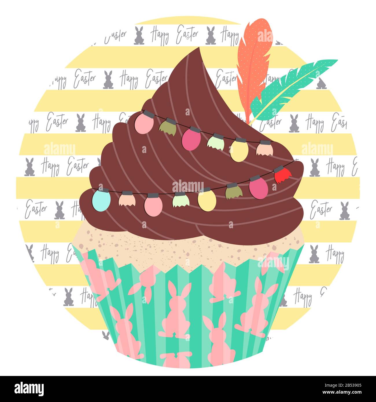 Cupcake con crema para el Feliz día de Pascua Foto de stock