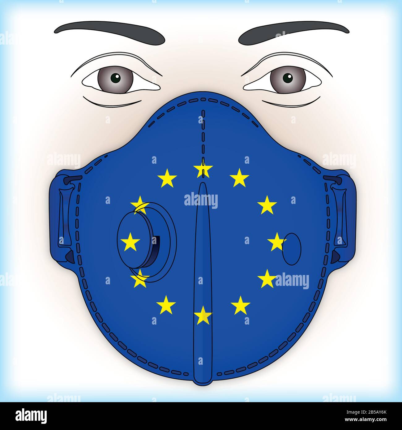 Máscara antiviral para protección antivirus con bandera de la Unión  Europea, ilustración vectorial Imagen Vector de stock - Alamy
