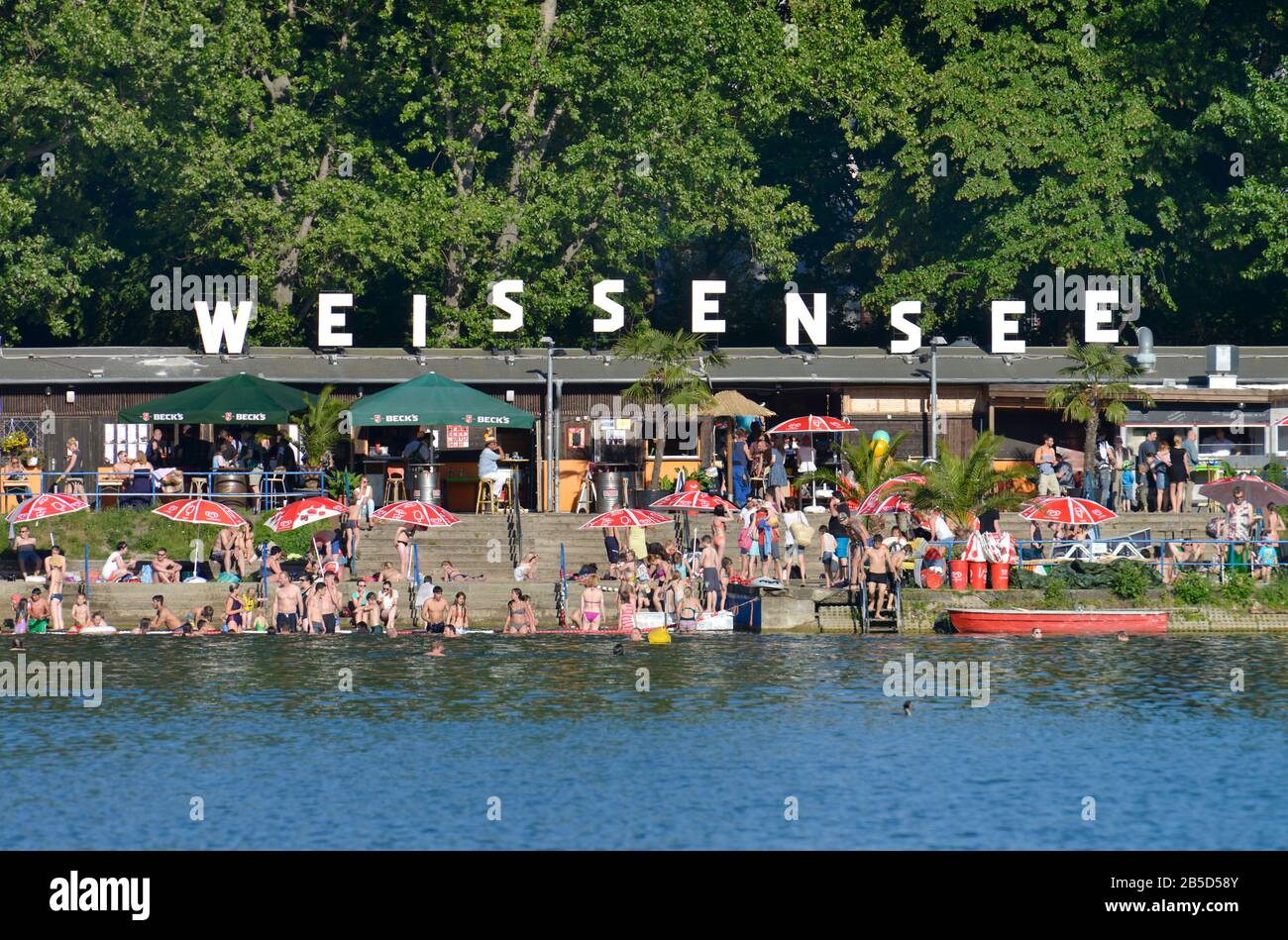 Strandbad, Weisser See, Weissensee, Pankow, Berlín, Alemania Foto de stock