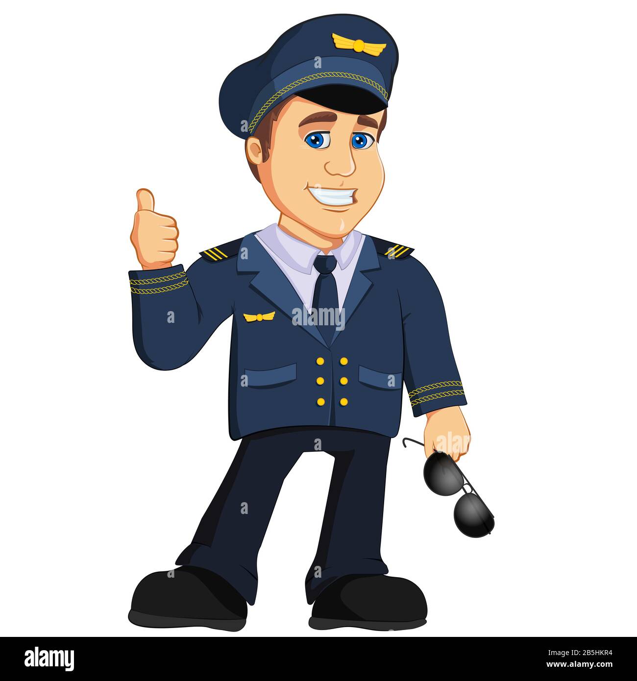 Piloto Aviation Capitán vectorial ilustración caricatura personaje mascota Ilustración del Vector