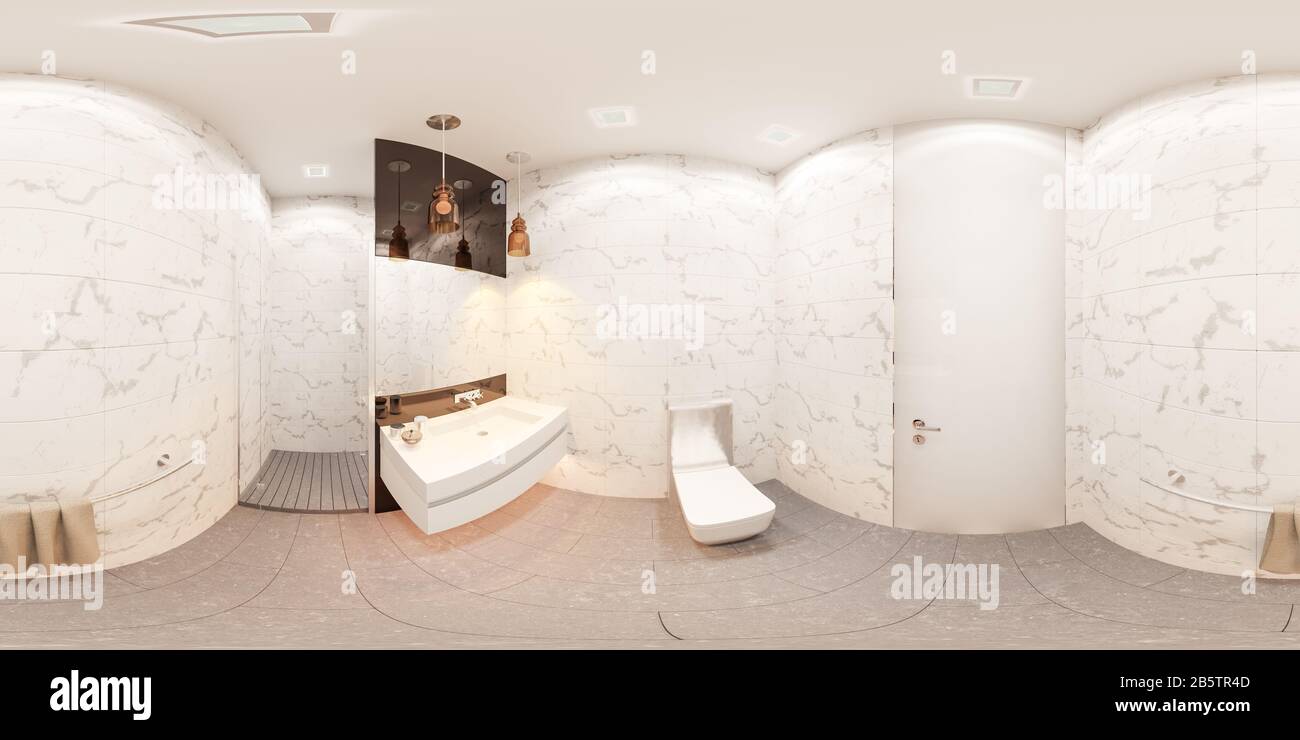 Baño moderno de estilo art decó. Ducha, WC y Lavamanos. Renderizar en 3D  Fotografía de stock - Alamy