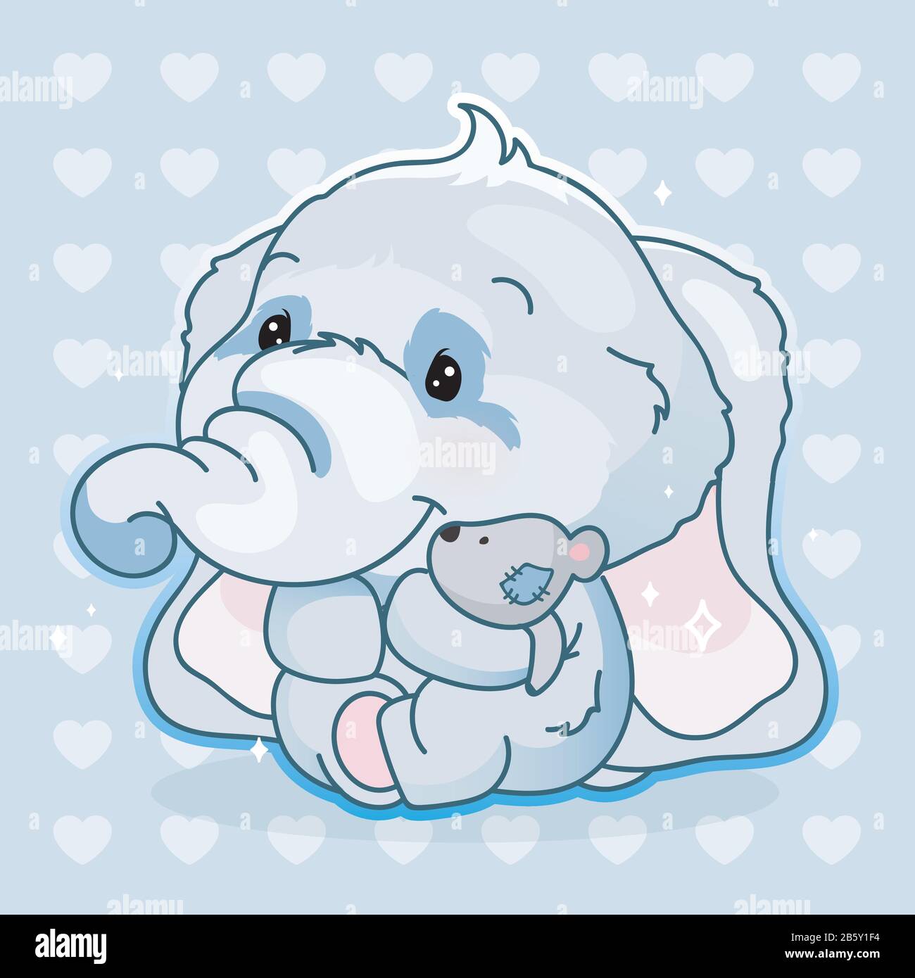Lindo elefante kawaii personaje vector de dibujos animados. Adorable y  divertido animal que huida peluche suave juguete aislado etiqueta, parche.  ANIME bebé niño elefante emoji Imagen Vector de stock - Alamy