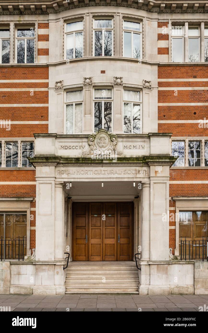 RHS Lindley Libraries building entrance, Mill Bank, Westminster, Londres, Reino Unido Foto de stock