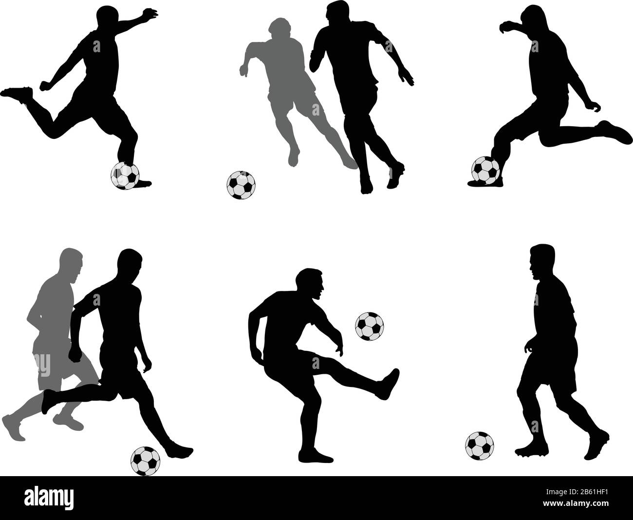 Colección de siluetas de jugadores de fútbol - vector Ilustración del Vector