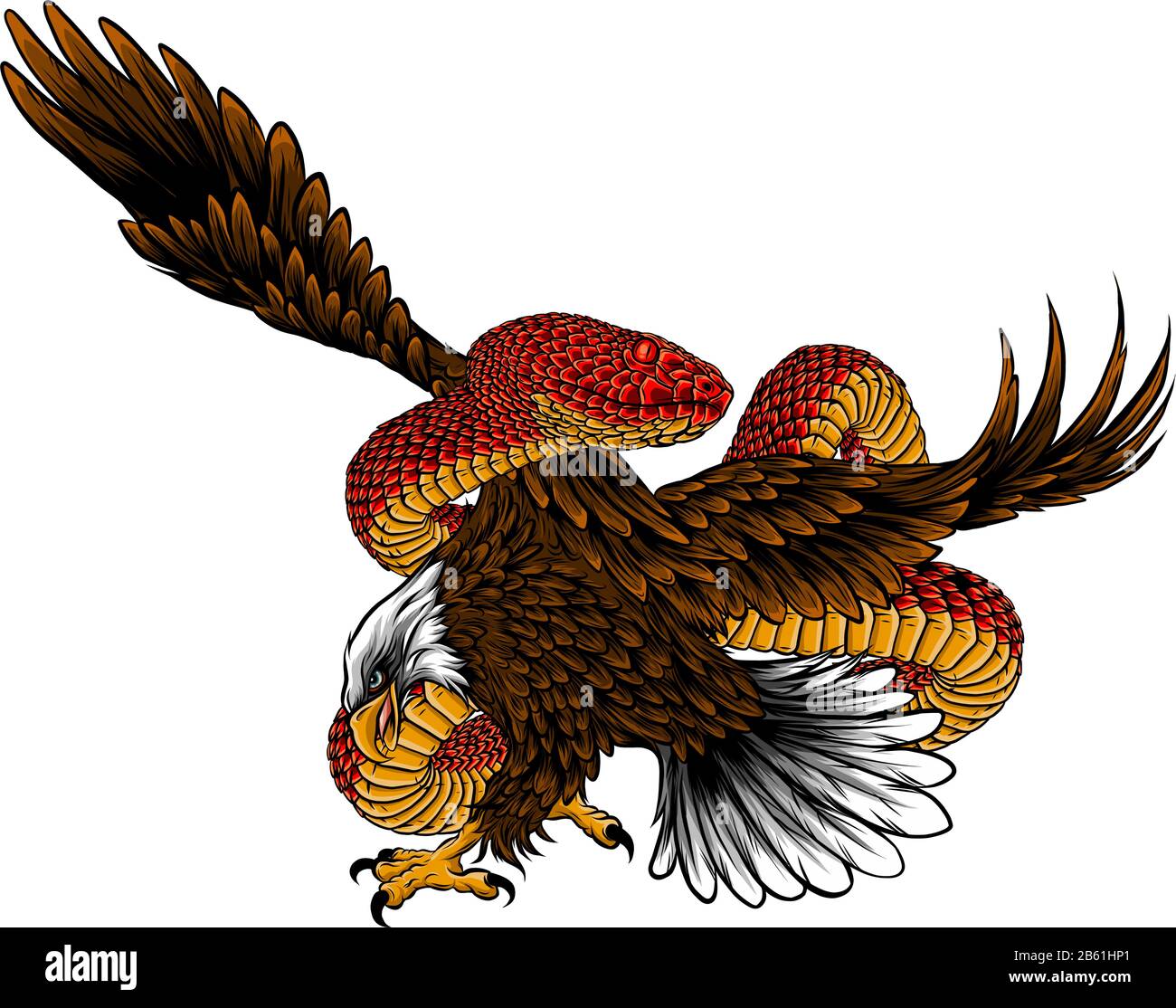 Ilustración de la lucha de águila con vector de serpiente Imagen Vector de  stock - Alamy