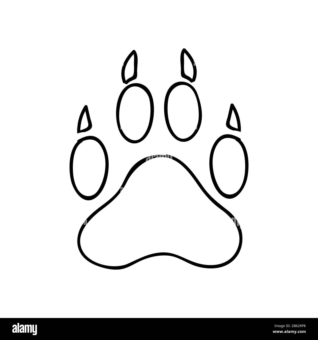 Lindo dibujo animado monocromo perro pata imprimir lineart vector clipart.  Estampado de animales salvajes para los amantes de los perros. Estilosa  diversión niños sendero natural. Ilustración Imagen Vector de stock - Alamy