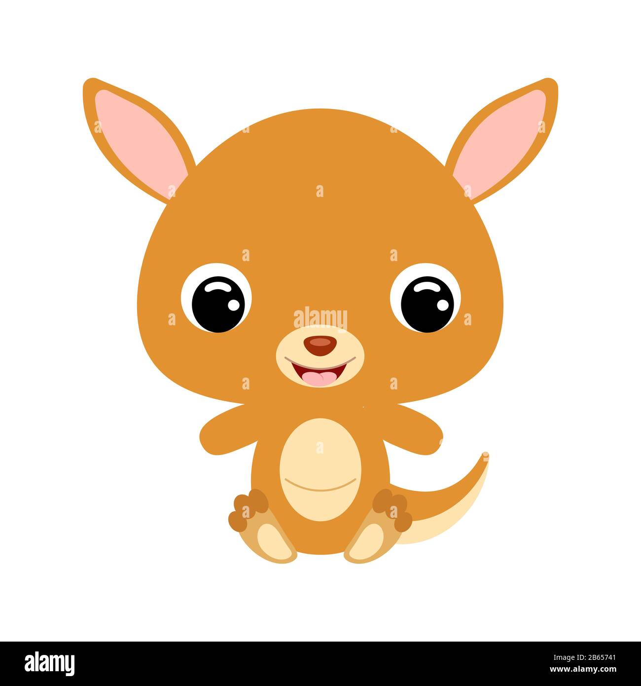 Un canguro pequeño y lindo sentado. Personaje de dibujos animados para el  diseño de impresión de bebés, ropa para niños, celebración de la ducha del  bebé, saludo y tarjeta de invitación Imagen