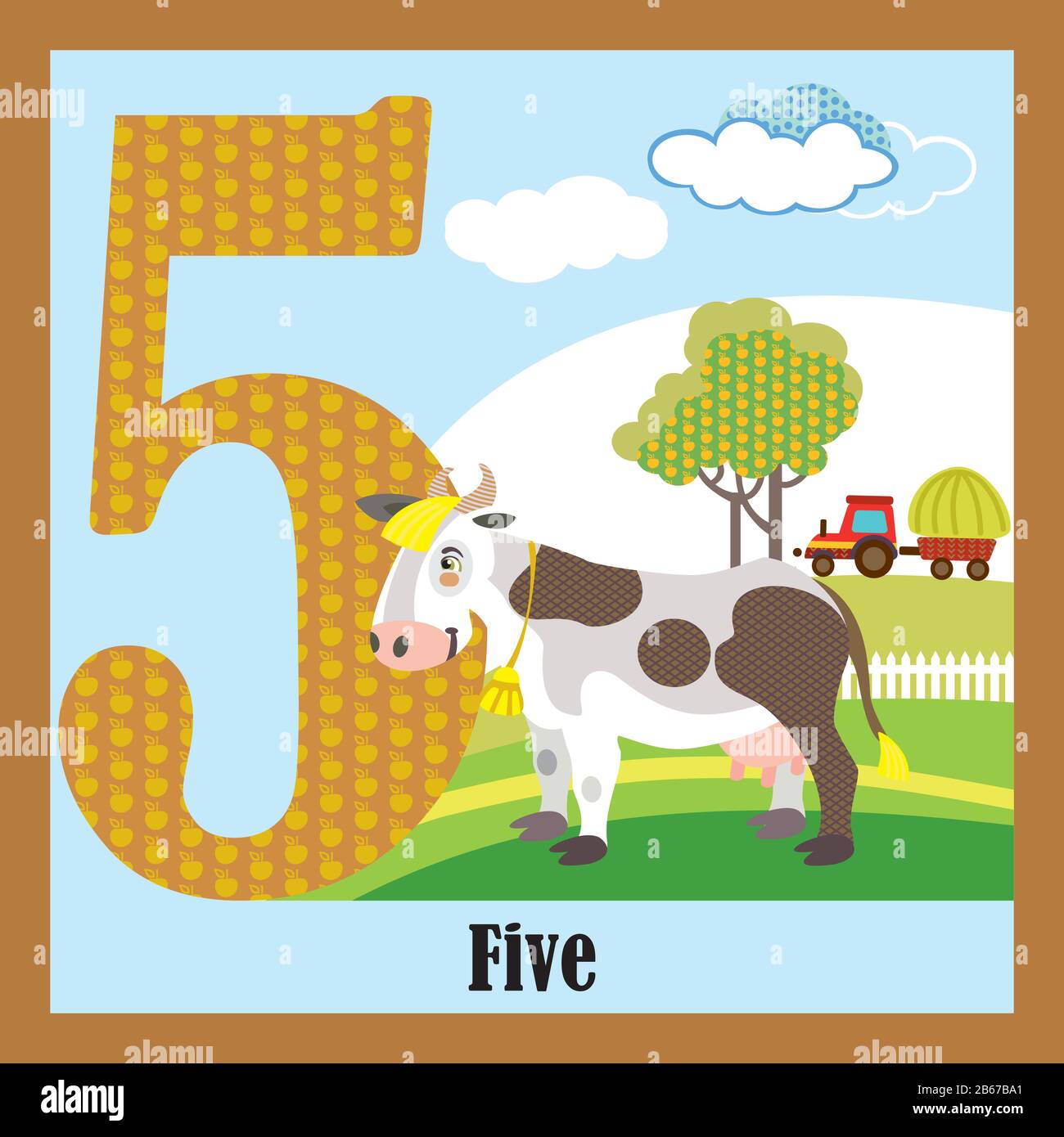 Fichas de dibujos animados vectoriales de números de animales, número 5. Ilustración de dibujos animados de colores del número 5 y carácter vector de vaca. Colores brillantes zoo vida salvaje Imagen Vector Fichas de dibujos animados vectoriales de números de animales, número 5. Ilustración de dibujos animados de colores del número 5 y carácter vector de vaca. Colores brillantes zoo vida salvaje Imagen Vector
