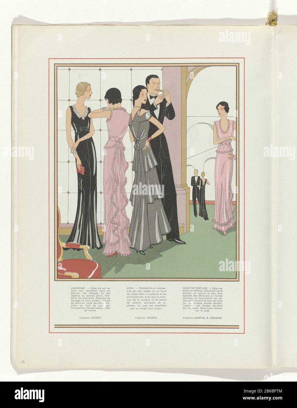 Corbata Negra Digno De Martial Et Armand. Página de la revista de moda  Art-Gout-Beauté (1920-1933) . Fabricante : impresor: Casa de moda anónima:  Worth (edificio catalogado) casa de moda: Marcial et Armand (