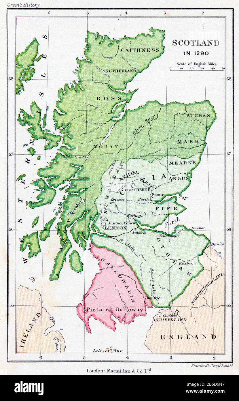 Escocia en 1290. Mapa de Escocia durante la Edad Media Fotografía de stock  - Alamy