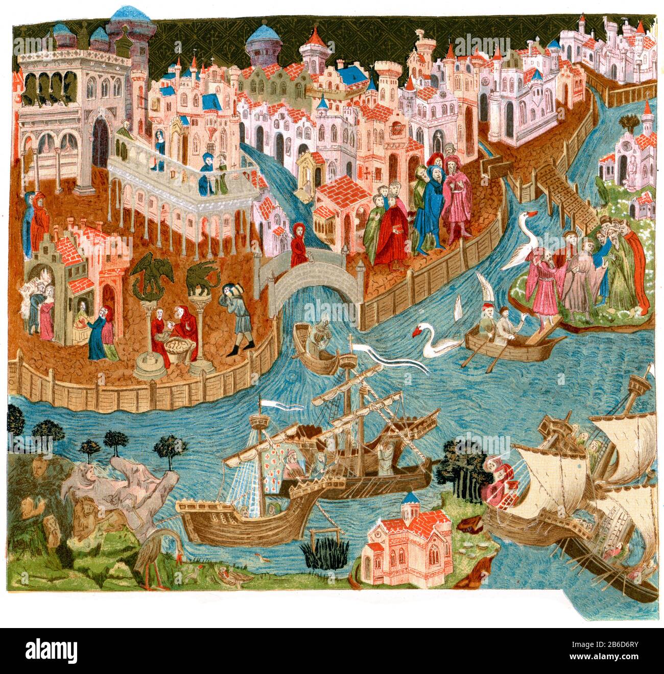 Marco Polo, su padre y su tío a punto de salir de Venecia en 1271, se  dirigió a Xanadu, de Kublai Khan. siglo 14. Marco Polo (1254-1324) fue un  comerciante, explorador y