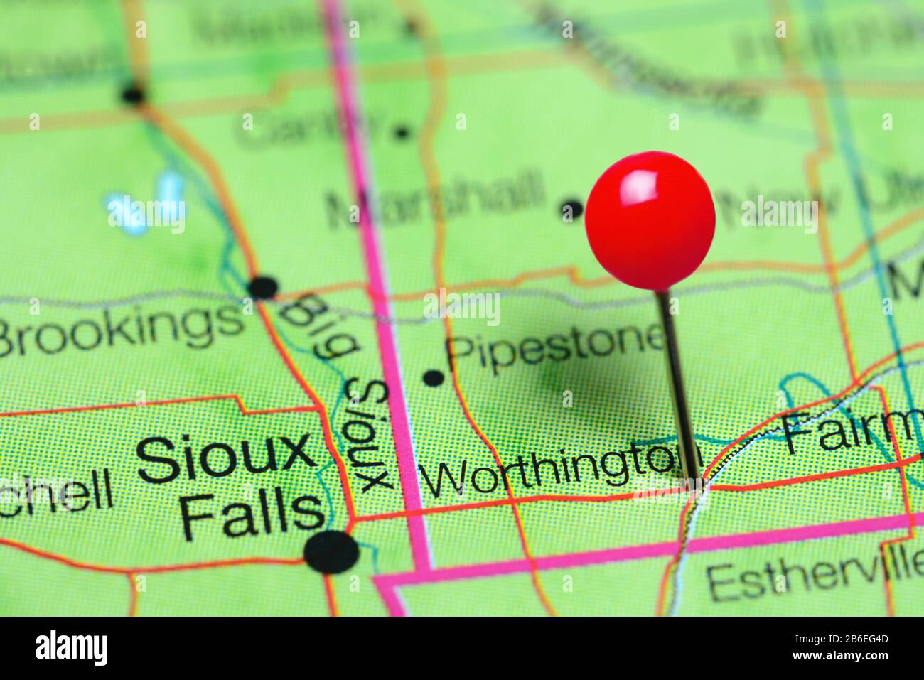 Mapa de worthington minnesota fotografías e imágenes de alta resolución