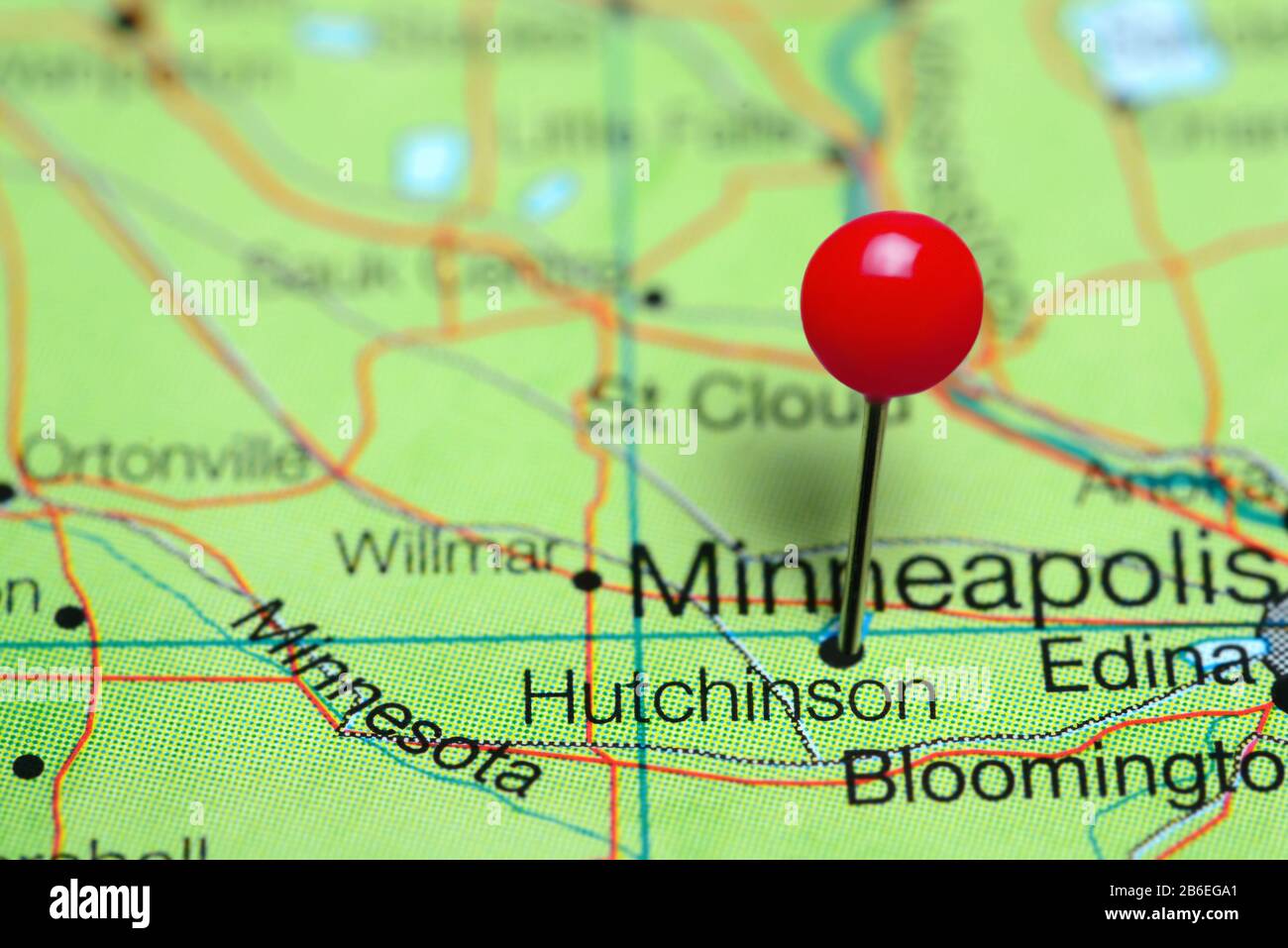 Hutchinson minnesota en un mapa fotografías e imágenes de alta