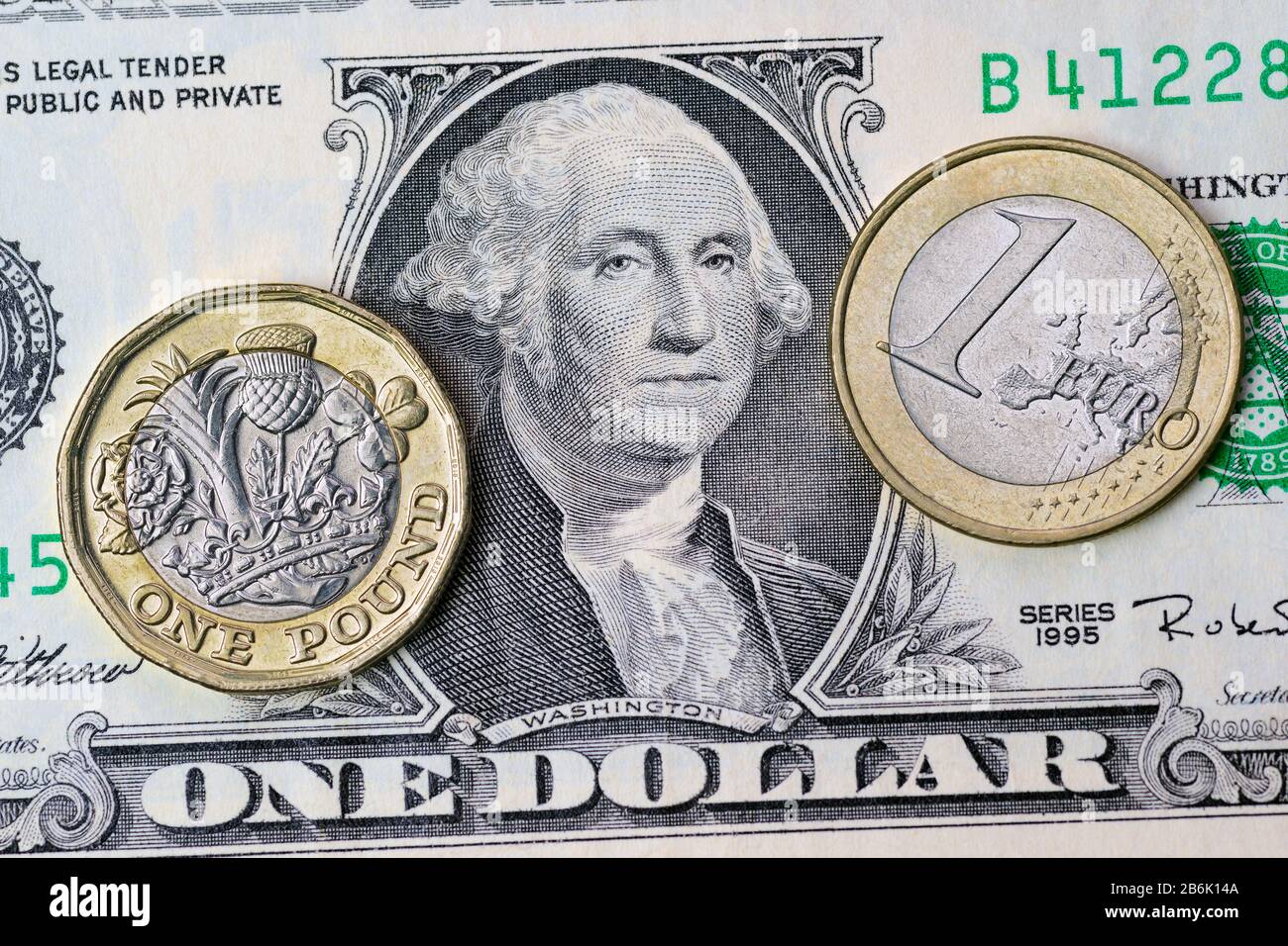 Libra Euro Y Dólar Divisa Foto de stock