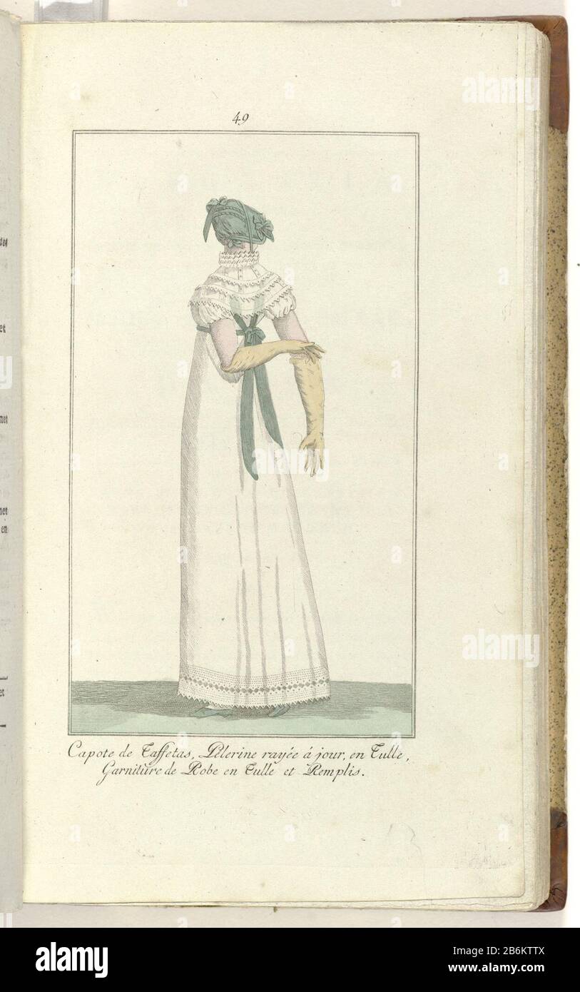 Elegantia o revista de moda, lujo y gusto para las mujeres, junio 1808, no.  49 Taffetas Capote ,, el BI-18 1894-3732B Según el texto adjunto (192 p.):  Capote del lado verde. Zebra '