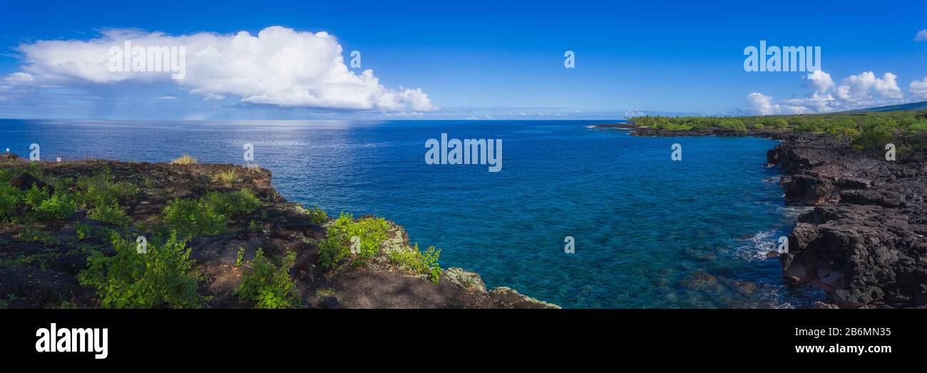 Vista del mar y la costa, South Kona, Hawaii, Estados Unidos Foto de stock
