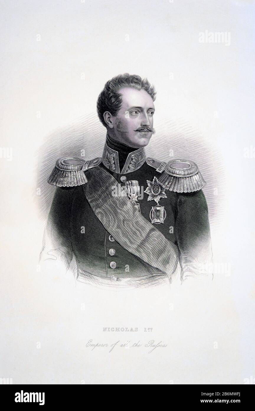 Nicolás I (1792 - 1855) fue el Emperador de Rusia, un zar, 1825 - 1855. Nicolás mostró determinación, singularidad de propósito, y una voluntad de hierro, al Foto de stock