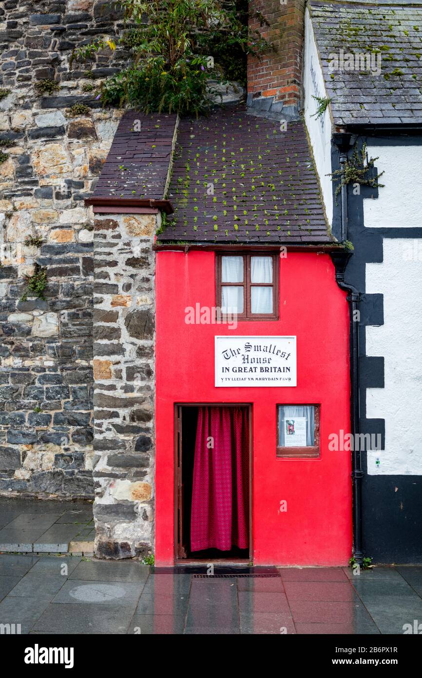 La casa Más Pequeña oficial en Gran Bretaña, Conwy, Wales, Reino Unido Foto de stock
