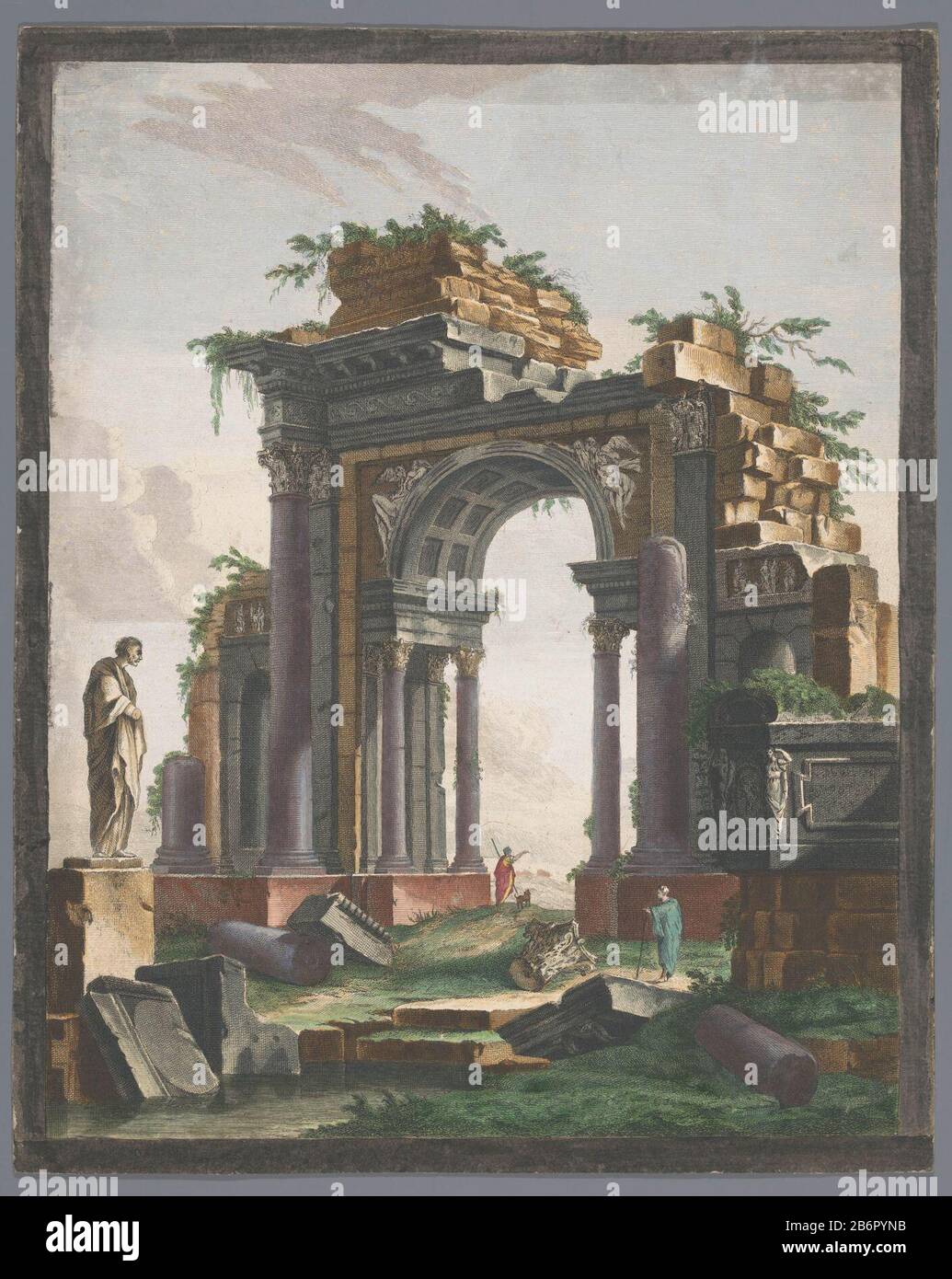 Cuando el monumento son dos hombres y un perro. En primer plano hay  fragmentos con una