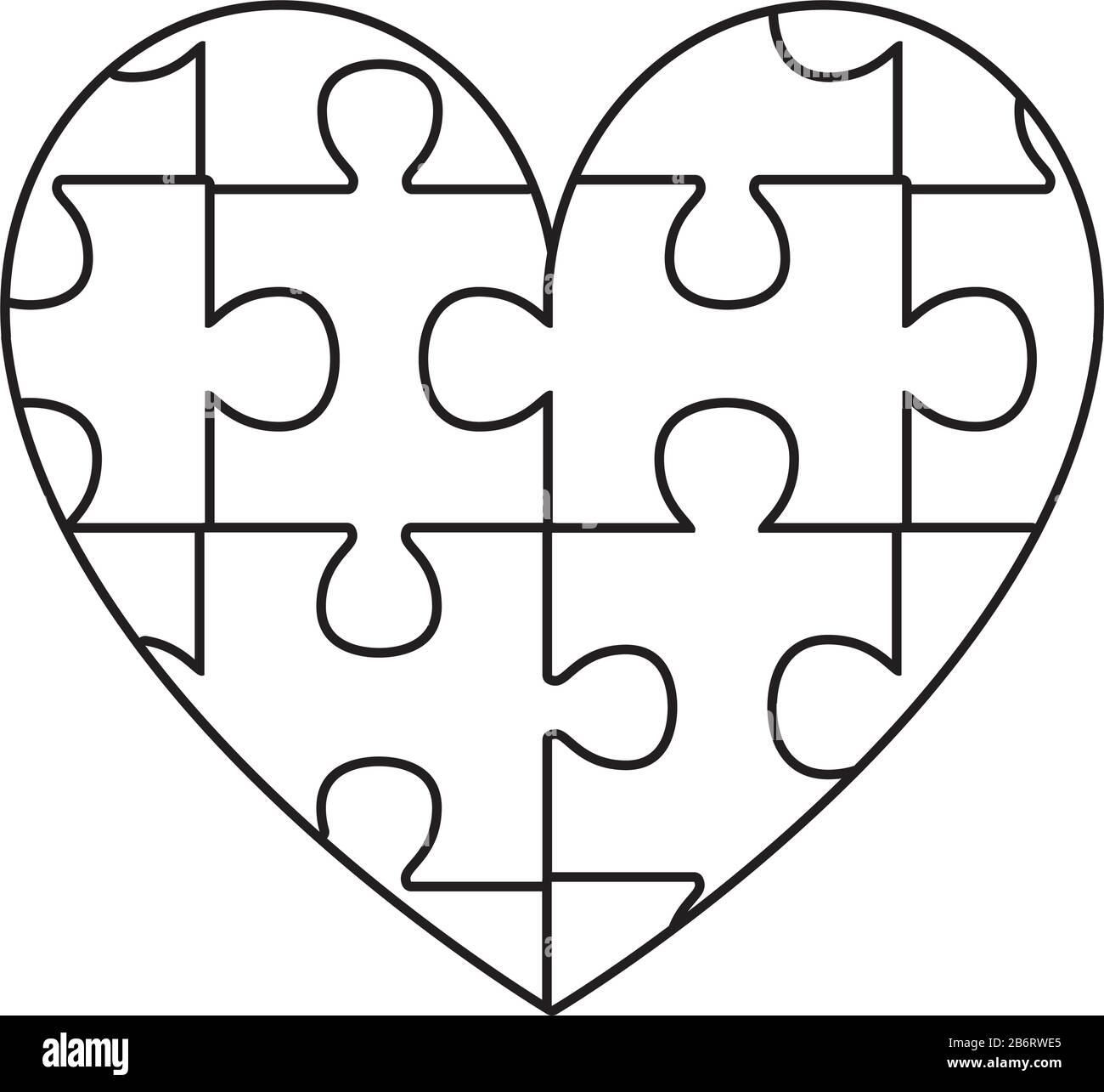 corazón con piezas de rompecabezas Imagen Vector de stock - Alamy