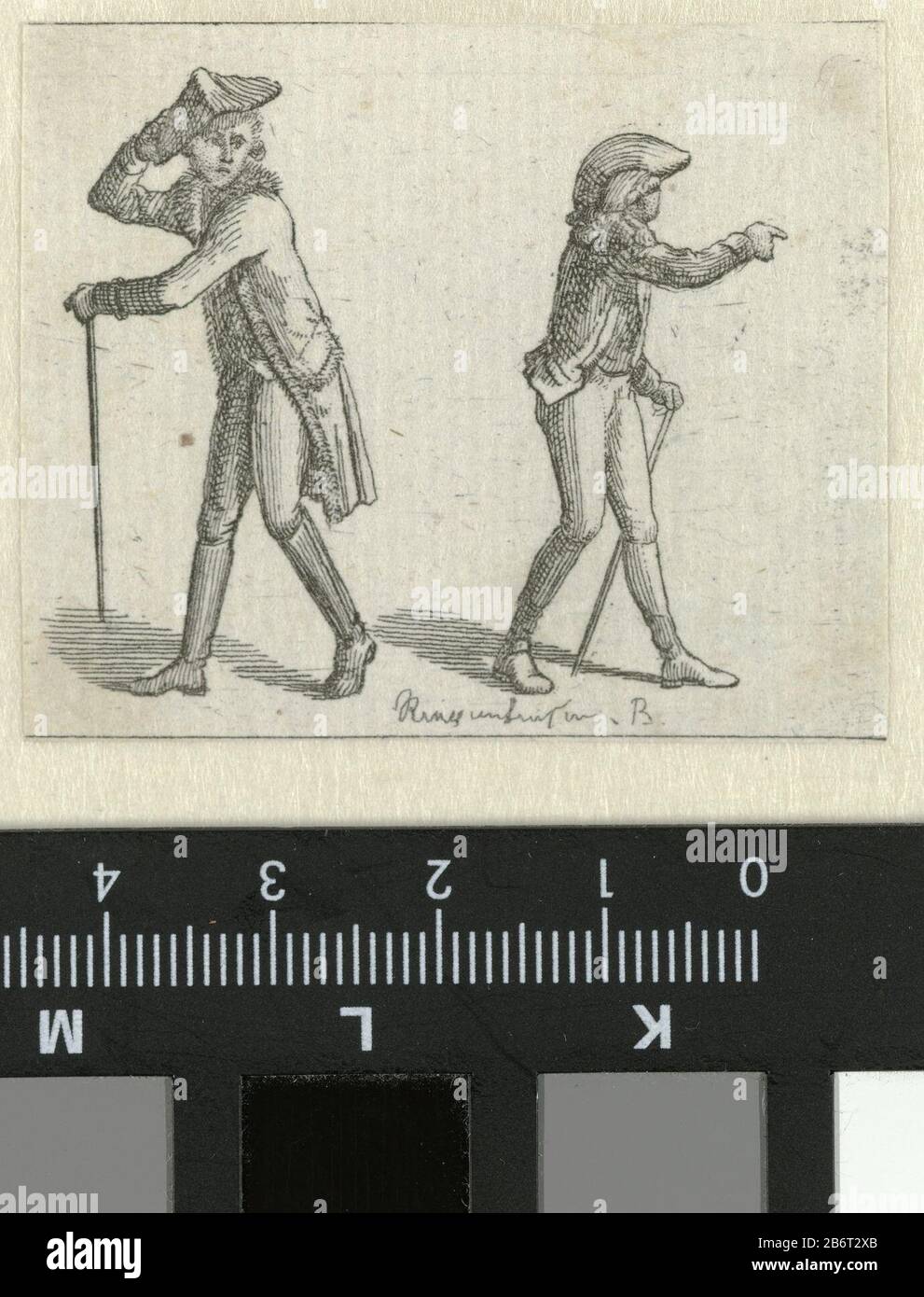 Habillemens de Leipsic CA 1785 1786 twee mannen met wandelstok